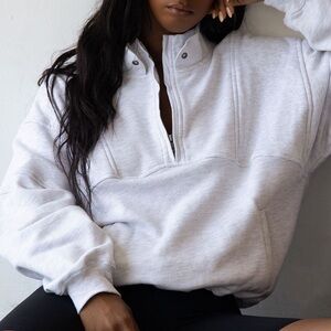 Joah Brown Retro Half Zip - Pearl Grey S/M